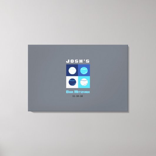 BASEBALL Bar Bat Mitzvah Sign In Board Canvas Afdruk (Voorkant)
