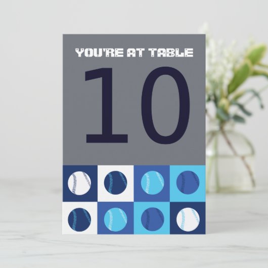 BASEBALL Bar Bat Mitzvah Table Number Kaart (Staand voorkant)