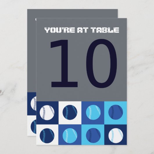 BASEBALL Bar Bat Mitzvah Table Number Kaart (Voorkant / Achterkant)