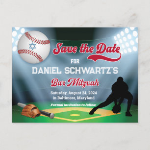 Baseball Bar Mitzvah Enregistrer la date Carte pos