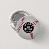 Baseball Bar Mitzvah Favor Button Red Black (Voorkant /achterkant)