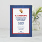 Baseball Bar Mitzvah Red Blue Invitations (Debout devant)