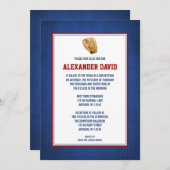 Baseball Bar Mitzvah Red Blue Invitations (Devant / Derrière)