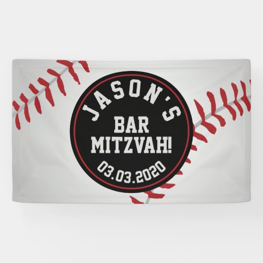 Baseball Bar Mitzvah Spandoek (Horizontaal)