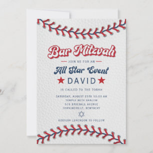 Baseball Bar Mitzvah Uitnodiging All Star