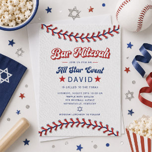 Baseball Bar Mitzvah Uitnodiging All Star