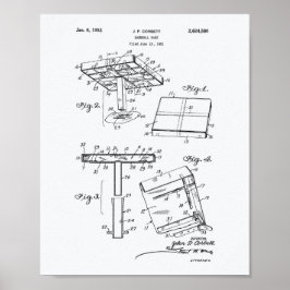 Baseball Base 1953 Patent Art White Paper Poster