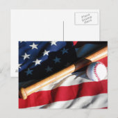 Baseball, Bat and American Flag Postcard Briefkaart (Voorkant / Achterkant)