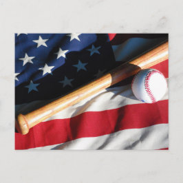 Baseball, Bat and American Flag Postcard Briefkaart