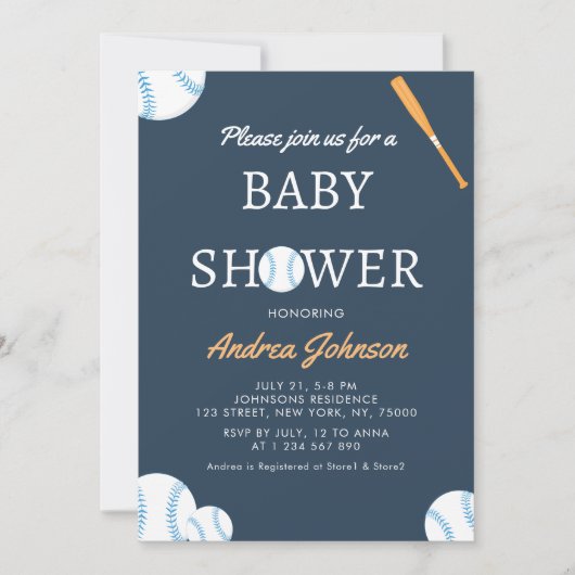 Baseball Bat & Balls Athletic Sports Baby shower Save The Date (Voorkant)