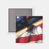 Baseball, Bat en American Flag Magnet Magneet (Voorkant / Achterkant)