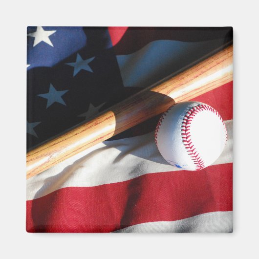 Baseball, Bat en American Flag Magnet Magneet (Voorkant)