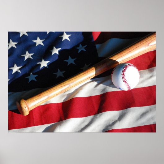 Baseball, Bat en American Flag Poster (Voorkant)