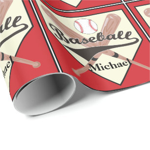 Baseball Bat En Bal Gepersonaliseerde Rode Gift Cadeaupapier