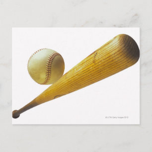 Baseball bat en ball briefkaart