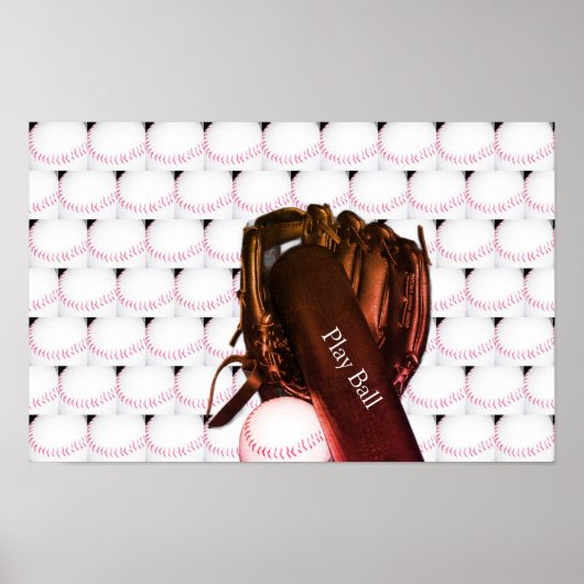Baseball Bat Glove Photo Poster (Voorkant)