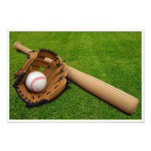 Baseball Bat met handschoen en honkbal