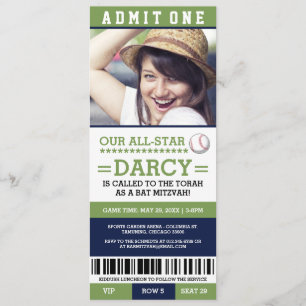Baseball Bat Mitzvah Invites Kaart