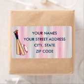 Baseball Bats Red Stripes Verzendlabels Etiket (Insitu)