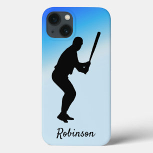Baseball Batter Blue Sports Gepersonaliseerd iPhone 13 Hoesje