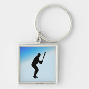 Baseball Batter Blue Sports Sleutelhanger