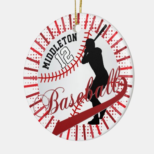 Baseball ⚾ Batter Design - Rood Keramisch Ornament (Links)