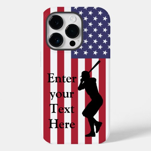 Baseball Batter en Amerikaanse vlag Case-Mate iPhone Case (Achterkant)