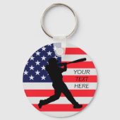 Baseball Batter en Amerikaanse vlag Sleutelhanger (Achterkant)