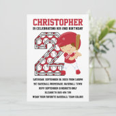 Baseball Batter Red White, 2de verjaardag Kaart (Staand voorkant)