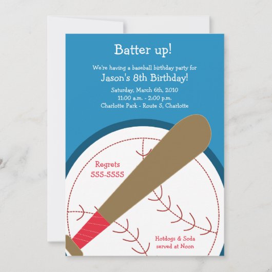 BASEBALL Batter Up Birthday Uitnodiging (Voorkant)