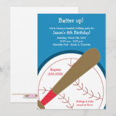 BASEBALL Batter Up Birthday Uitnodiging (Voorkant / Achterkant)