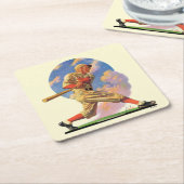 Baseball Batter Vierkante Kartonnen Onderzetter (Schuin)