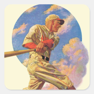 Baseball Batter Vierkante Sticker
