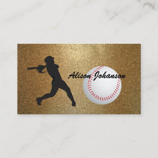 Baseball Batter vrouw silhouet Baseball custom Visitekaartje (Voorkant)