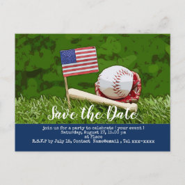 Baseball behalve de datum met vlag van America Pos Briefkaart