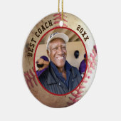 Baseball BESTE COACH Foto gepersonaliseerd Keramisch Ornament (Rechts)