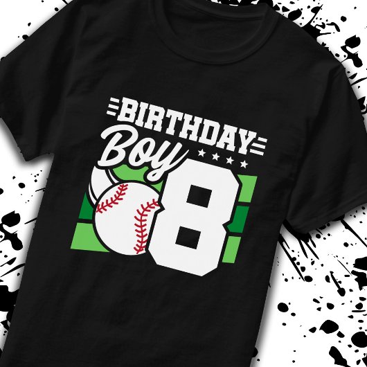 Baseball Birthday 8-jarig jongetje 8e verjaardag T-shirt