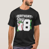 Baseball Birthday 8-jarig jongetje 8e verjaardag T-shirt (Voorkant)