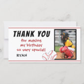 Baseball Birthday Bedankt voor je fotokaart (Voorkant)