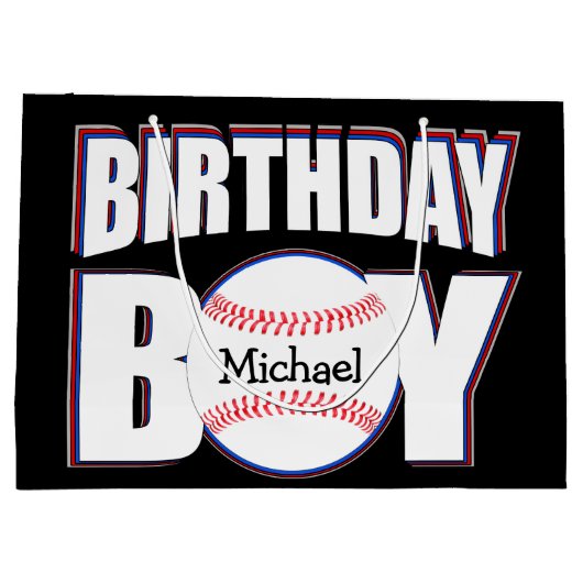 Baseball Birthday Boy Aangepaste Baseball Player N Groot Cadeauzakje (Achterkant)