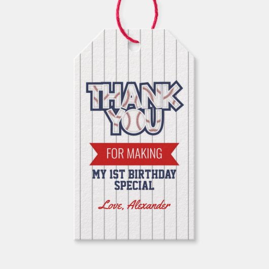 Baseball Birthday Gift Label Cadeaulabel (Voorkant)