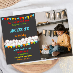 Baseball Birthday Invitatie met foto Kaart