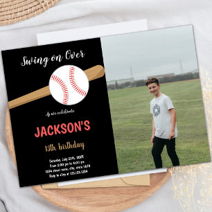 Baseball Birthday Invitatie met foto Kaart