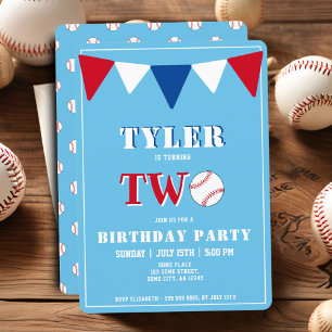 Baseball Birthday Invitation Boy 2e verjaardag Kaart