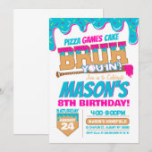 Baseball Birthday Invitation Drip Bruh Theme (Devant / Derrière)