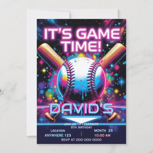 baseball birthday invitation save the date (Voorkant)