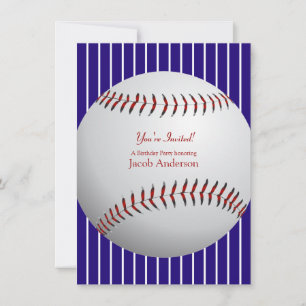Baseball Birthday Invites (blauwe strepen) Kaart