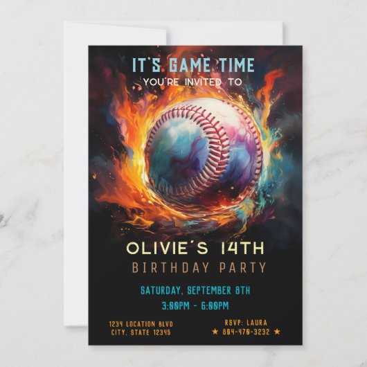 Baseball Birthday Kaart (Voorkant)