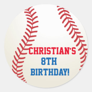 Baseball Birthday Party Favor Stickers
