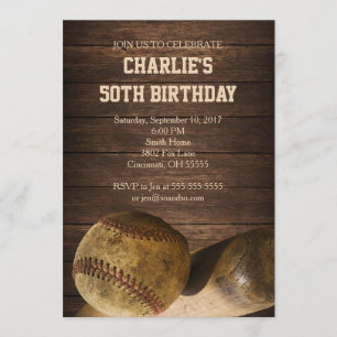 Baseball Birthday Party Invitation Rustige Vintage Kaart